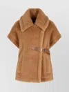 Max Mara Teddy Cape With Belted Waist And Collar In Brown