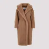 Max Mara Camel Hair And Silk Long Teddy Coat In Brown