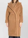 Max Mara Camel Hair And Silk Long Teddy Coat In Brown