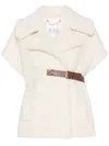 Max Mara Teddy Fabric Alpaca And Wool Cape In White