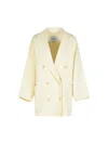 Max Mara 'teddy Crop' White Wool Blend Coat Women In White