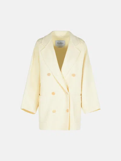 Max Mara 'teddy Crop' White Wool Blend Coat