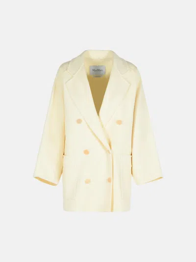 Max Mara Teddy Crop White Wool Blend Coat