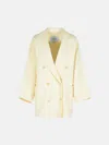 Max Mara 'teddy Crop' White Wool Blend Coat Women In White