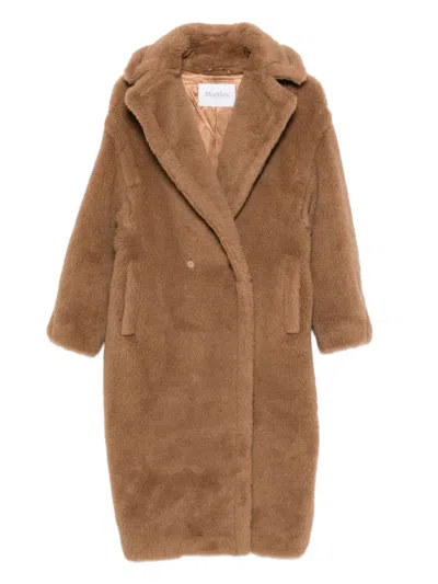 Max Mara Teddy Double-breasted Coat In Brown