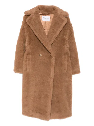 Max Mara Teddy Double-breasted Coat In Brown