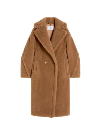 Max Mara Teddy Double-breasted Coat In Brown