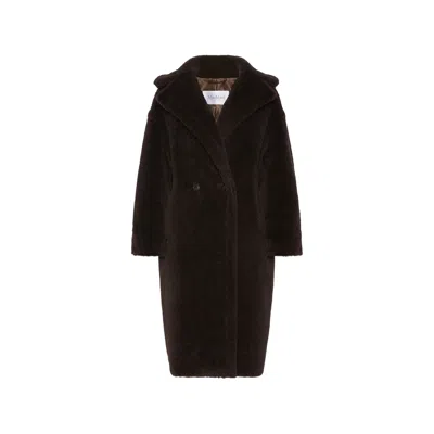 Max Mara Teddy Double-breasted Coat In Brown