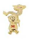 Max Mara Metal Teddy Bear Brooch With Dragon In Gold