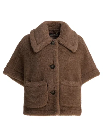 MAX MARA TEDDY FABRIC CAPE COATS BROWN