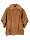 Max Mara Teddy Fabric Cape Scarves And Foulards Beige In Brown