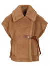 Max Mara Teddy Fabric Cape Scarves And Foulards Beige In Brown