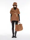 Max Mara Lanos 04 Alpava And Cashmere Cape With Belt In Camel