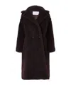 Max Mara Teddy Fabric Long Coat In Black