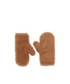 Max Mara Teddy Fabric Mittens Attached String In Brown