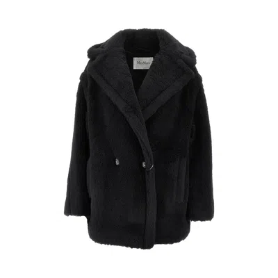 Max Mara Teddy Fabric 'olga' Short Coat In Black