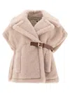Max Mara Newmant Biker Jacket Cape In Wool And Alpaca Teddy Fabric