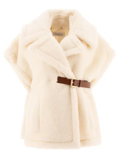 Max Mara Belted Short-sleeved Cape In White