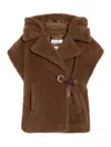 Max Mara Teddy Fabric Vest Cape In Nude & Neutrals