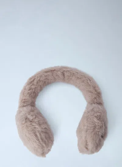 Max Mara Teddy Fleece Earmuffs In Beige