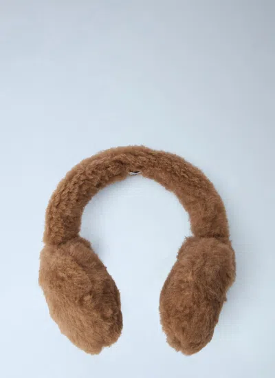 Max Mara Teddy Fleece Earmuffs In Camel