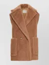 Max Mara Teddy Gilet With Oversized Lapel Collar In Brown