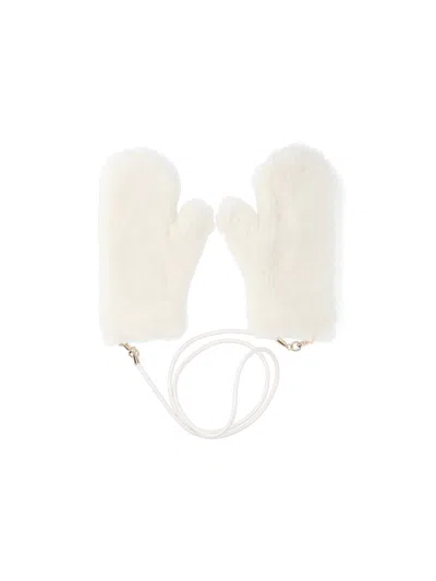 Max Mara Teddy Gloves In White