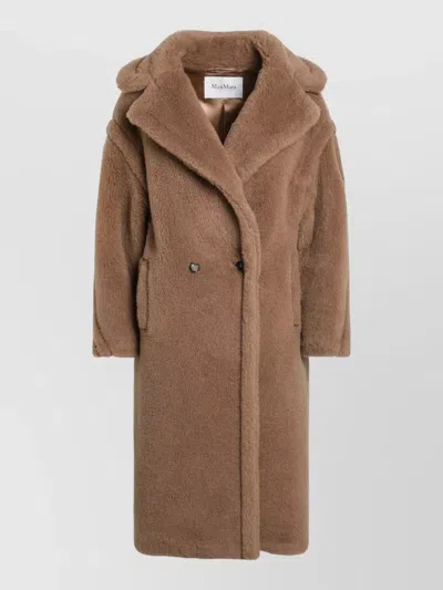 Max Mara Teddy Long Sleeve Knee Length Coat In Brown