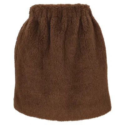 Max Mara Teddy Mini Skirt In Brown Alpaca