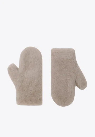 Max Mara Teddy Mittens In Alpaca And Wool In Sand