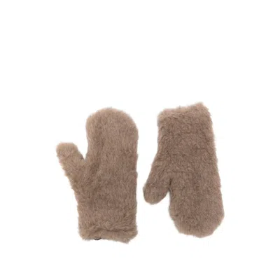 Max Mara Teddy Ombra Gloves In Brown