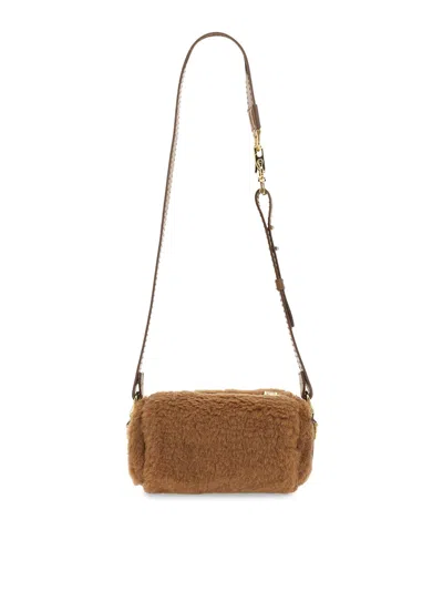 Max Mara Teddy Roll Bag Small In Brown