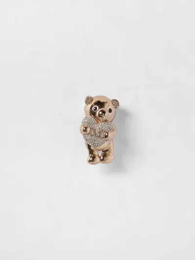 Max Mara Teddy Scarf Brooch In Brass With Rhinestones In Transparent