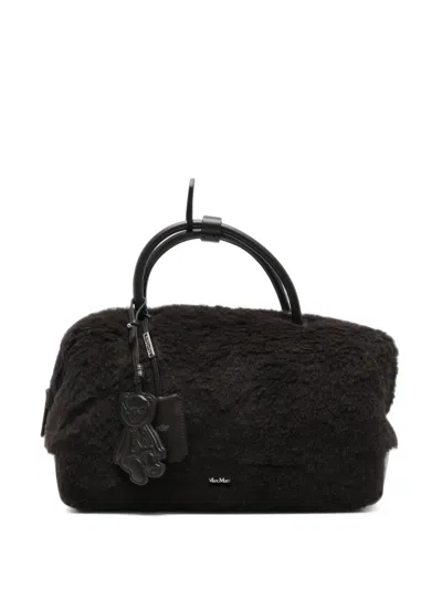 Max Mara Teddy Shearling-trim Tote Bag In Black