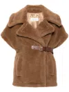 Max Mara Lanos 04 Alpava And Cashmere Cape With Belt In Brown