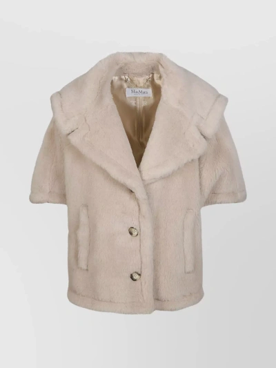 MAX MARA TEDDY TEXTURED FUR SHORT-SLEEVED JACKET