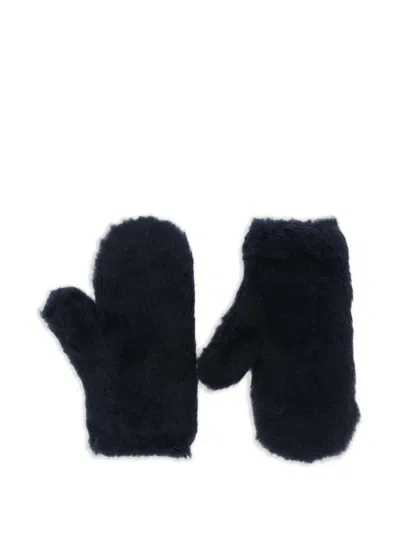 Max Mara Teddy-textured Gloves In Blue