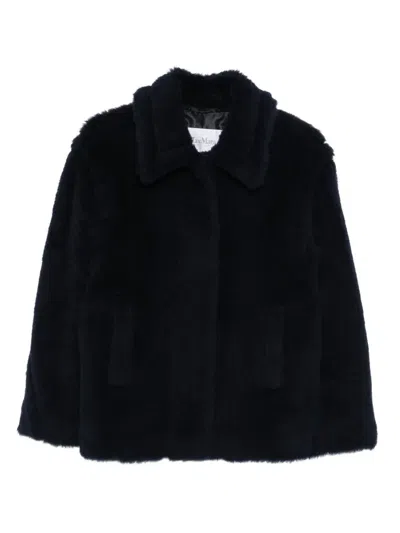 Max Mara Teddy-textured Jacket In Blue