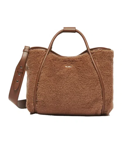 Max Mara Teddy Top Handle Bag In Brown