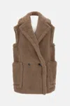Max Mara Oversized Sleeveless Faux Fur Vest In Brown