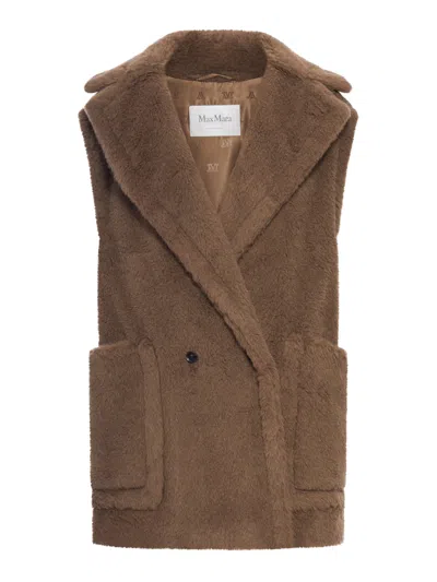 Max Mara Teddy Vest In Alpaca And Wool In Brown