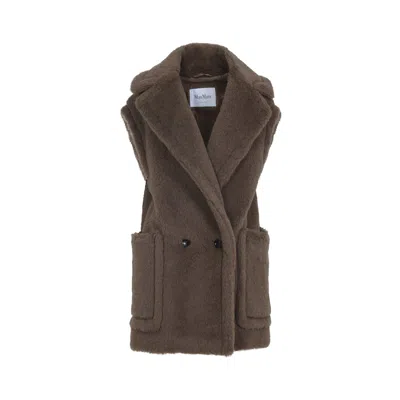 Max Mara Teddy Vest In Alpaca And Wool In Brown