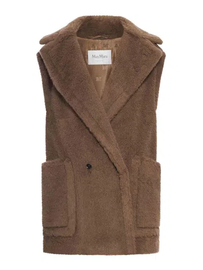 Max Mara Teddy Vest In Alpaca And Wool In Brown