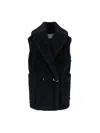Max Mara Double-breasted Sleeveless Faux Fur Jacket In Multi