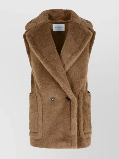 Max Mara Teddy Vest With Faux Fur Texture In Multi