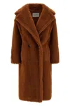 Max Mara Teddy Bear Icon Longline Faux Fur Coat In Brown
