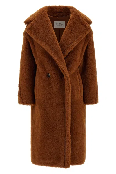 Max Mara Teddy Bear Icon Longline Faux Fur Coat In Brown