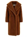 Max Mara Teddy Bear Icon Longline Faux Fur Coat In Brown