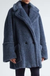 Max Mara Tedgirl Oversized Double-breasted Alpaca, Wool And Silk-blend Coat In Blue Jeans