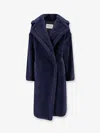 Max Mara Tedgirl Alpaca And Virgin Wool Fur Coat In Blue